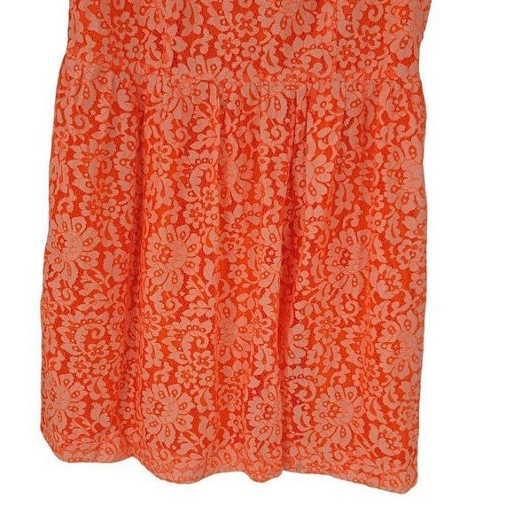 Madewell Neon Orange Sleeveless Overlay Lined Dress Lace Floral Slip Dress - Picture 8 of 8